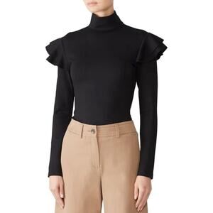 Hunter Bell Mason Black Ruffle Turtleneck Long Sleeve Knit Top Tuckernuck NEW
